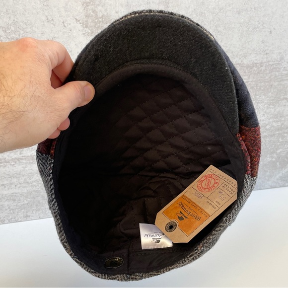 STERKOWSKI Peaky Blinders Flat Cap Harris Tweed Newsboy Hat 59cm L  7 3/8 - Picture 4 of 7